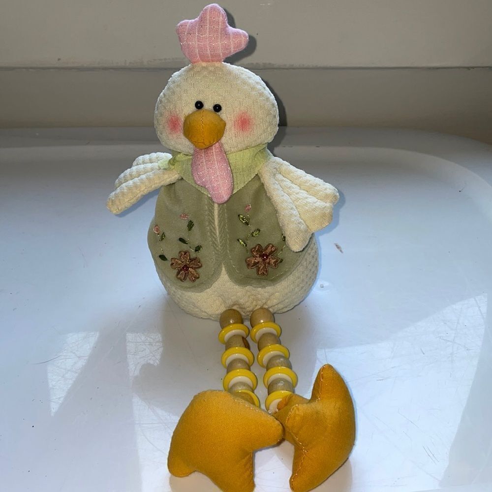 NWT Lee &‎ Lee soft chicken pink & green with wooden bead legs